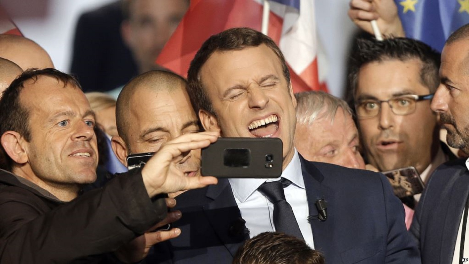 french election macron laughing