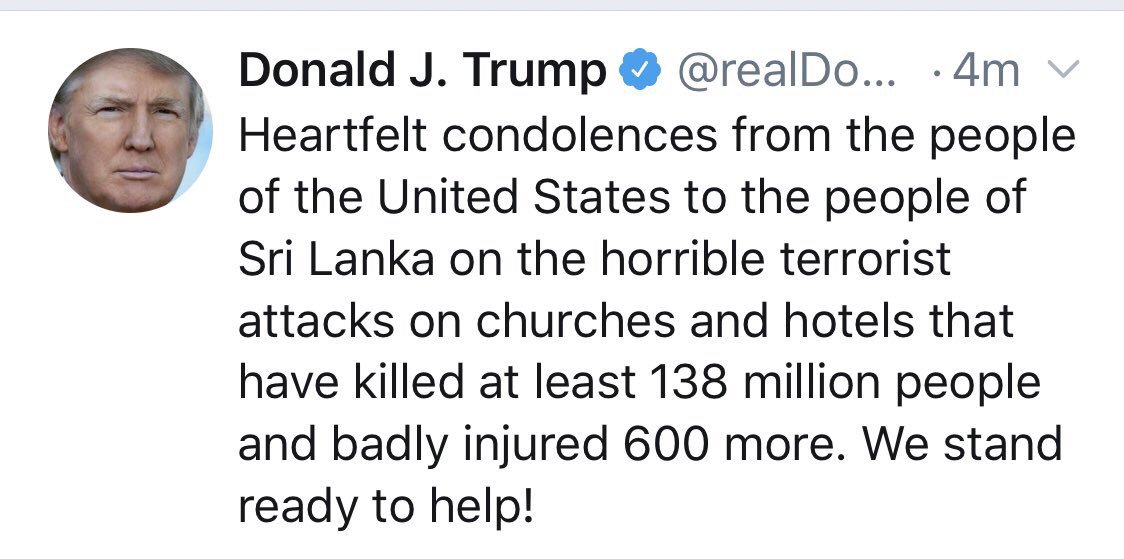 President Trump Sri Lanka Tweet